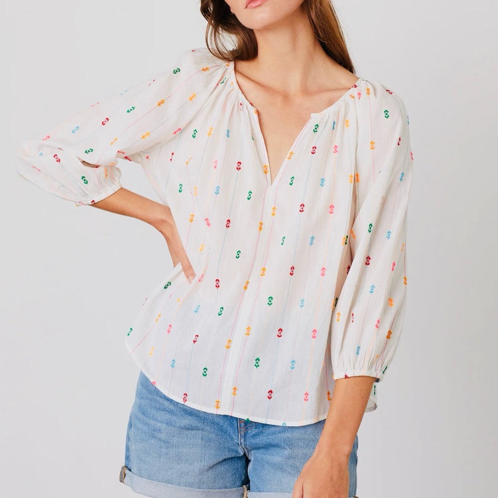 NWOT VELVET BY GRAHAM AND SPENCER TULLIE PRINTED BOHO PESANT BLOUSE SHIRT xs